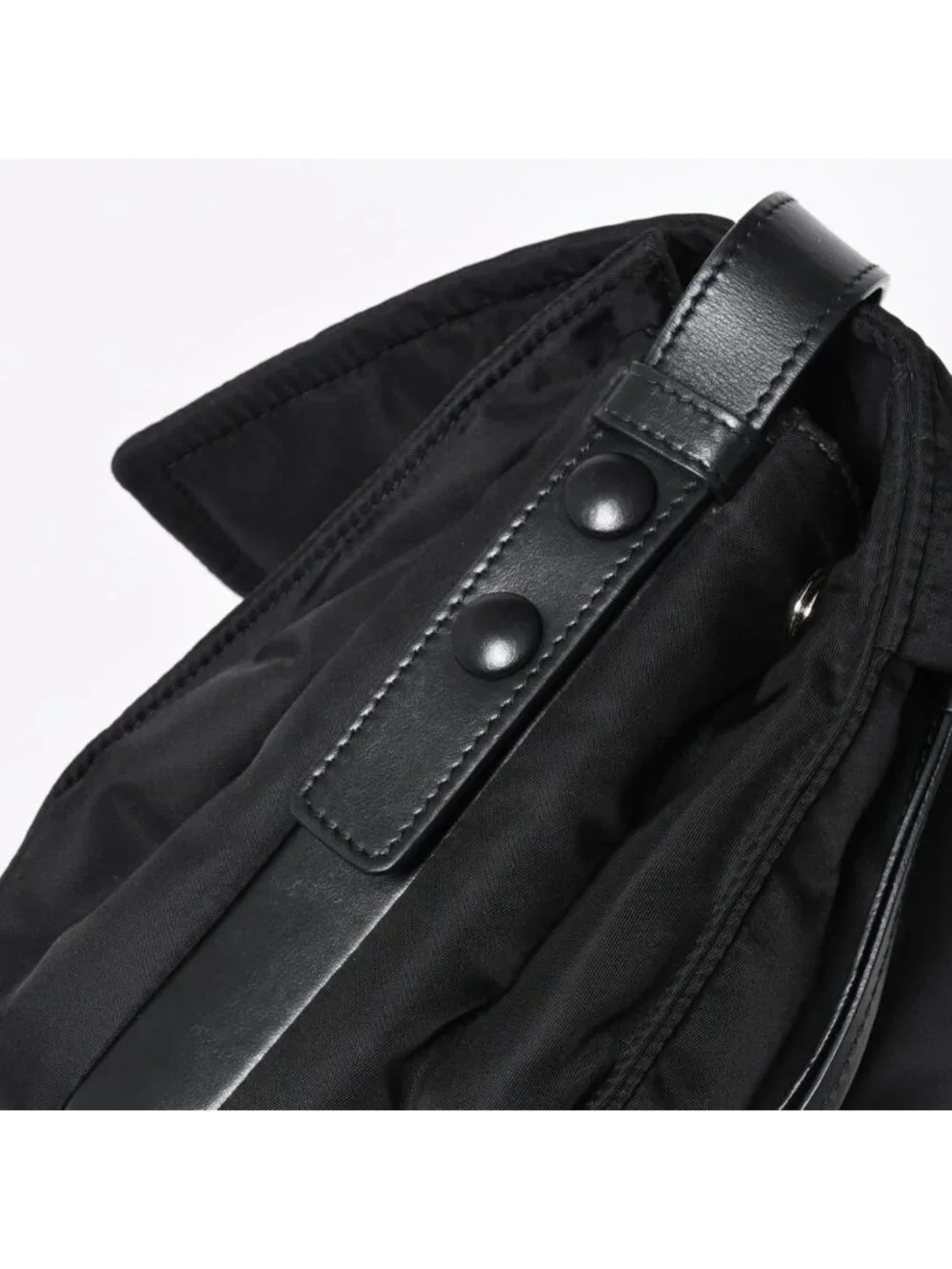 Prada Pocono Shoulder Bag Triangle Logo Nylon Black Silver
